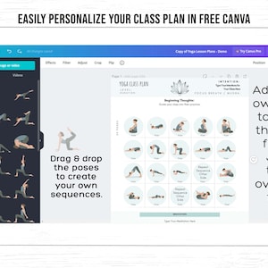 Yoga Class Planner, Yoga Teacher Class Plans, Yoga Class Sequence Planner, Yoga Class Plans - Drag & drop 400 poses to sequence your class