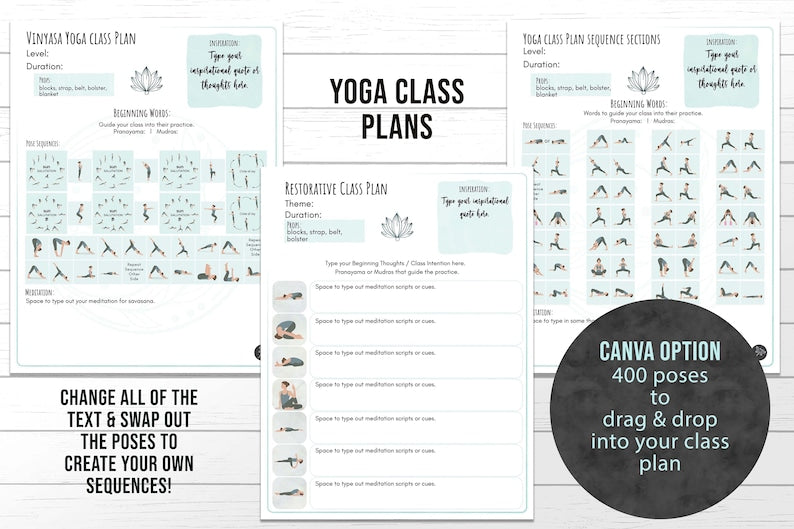 Yoga Class Planner, Yoga Teacher Class Plans, Yoga Class Sequence Planner, Yoga Class Plans - Drag & drop 400 poses to sequence your class