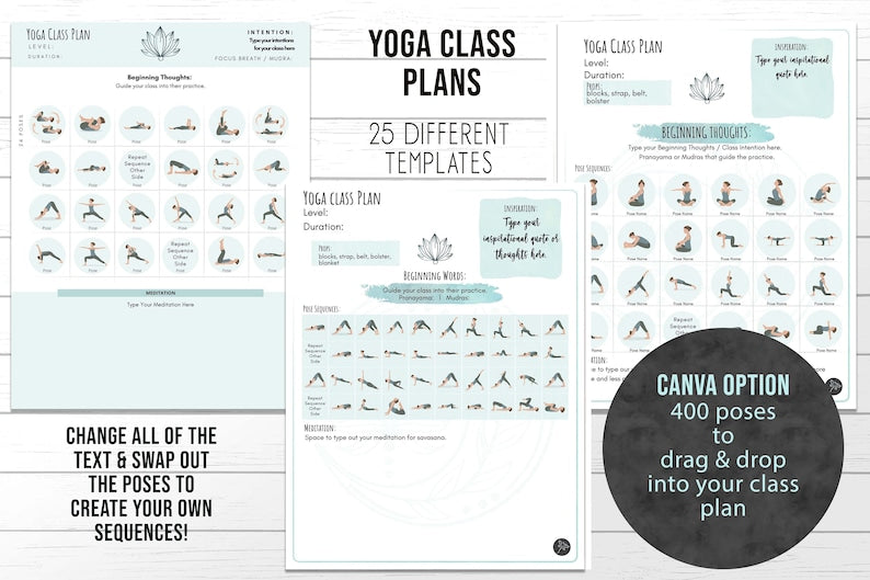 Yoga Class Planner, Yoga Teacher Class Plans, Yoga Class Sequence Planner, Yoga Class Plans - Drag & drop 400 poses to sequence your class