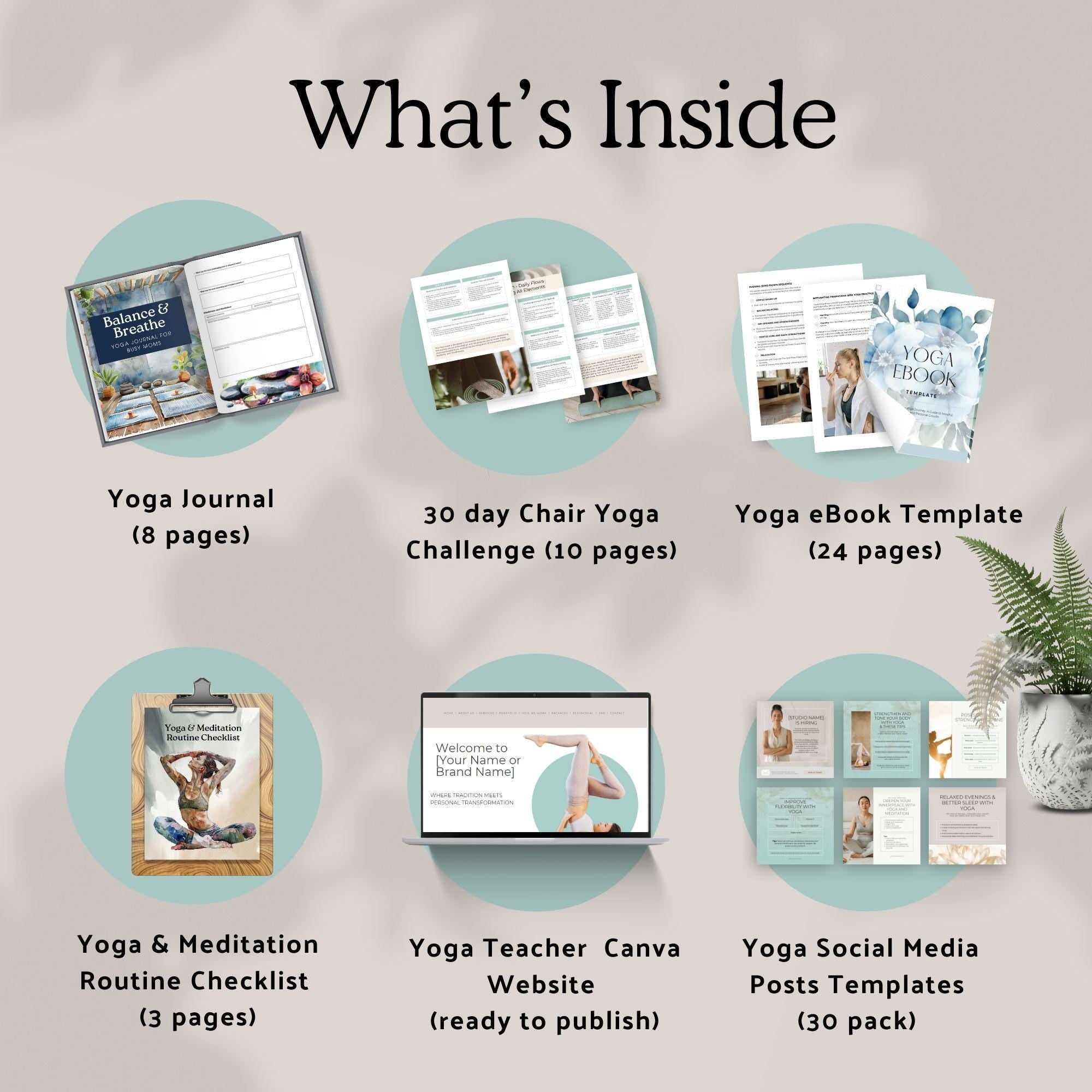 yoga teacher bundle yoga instructor canva templates yoga coach business social media kit wellness marketing materials gift for yoga teacher + 5 Ebooks